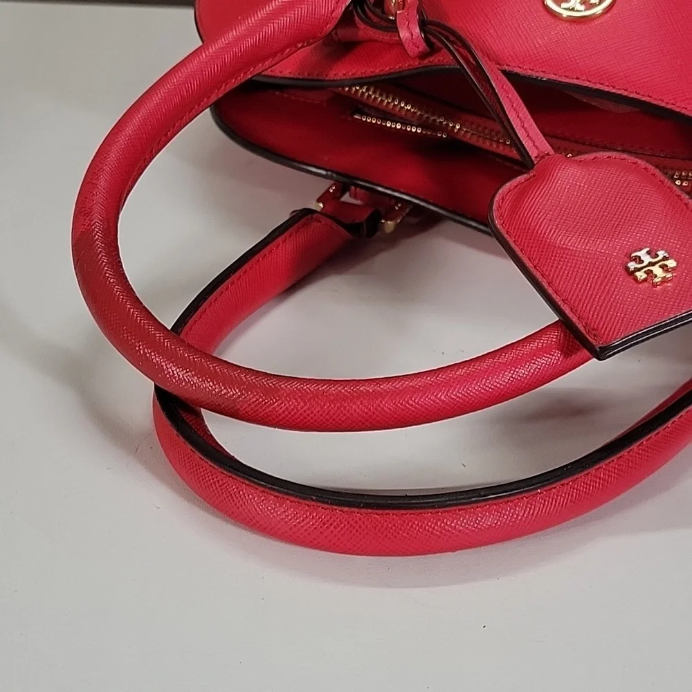 Tory Burch Fuchsia Saffiano Leather Dome Satchel Handbag